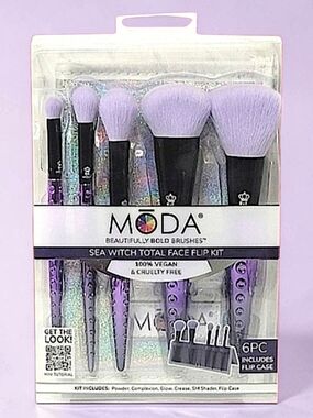 Mōda Sea Witch Purple Iridescent 6-Piece Face Brush Set